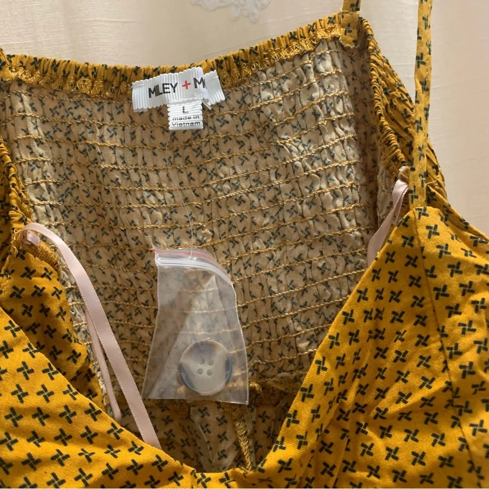 Mustard Yellow Printed Romper NWT
